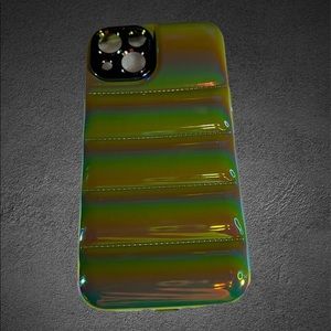 GREEN iPhone 13 Metallic Ombre Iridescent Pearlized BUBBLE Puffer Case
